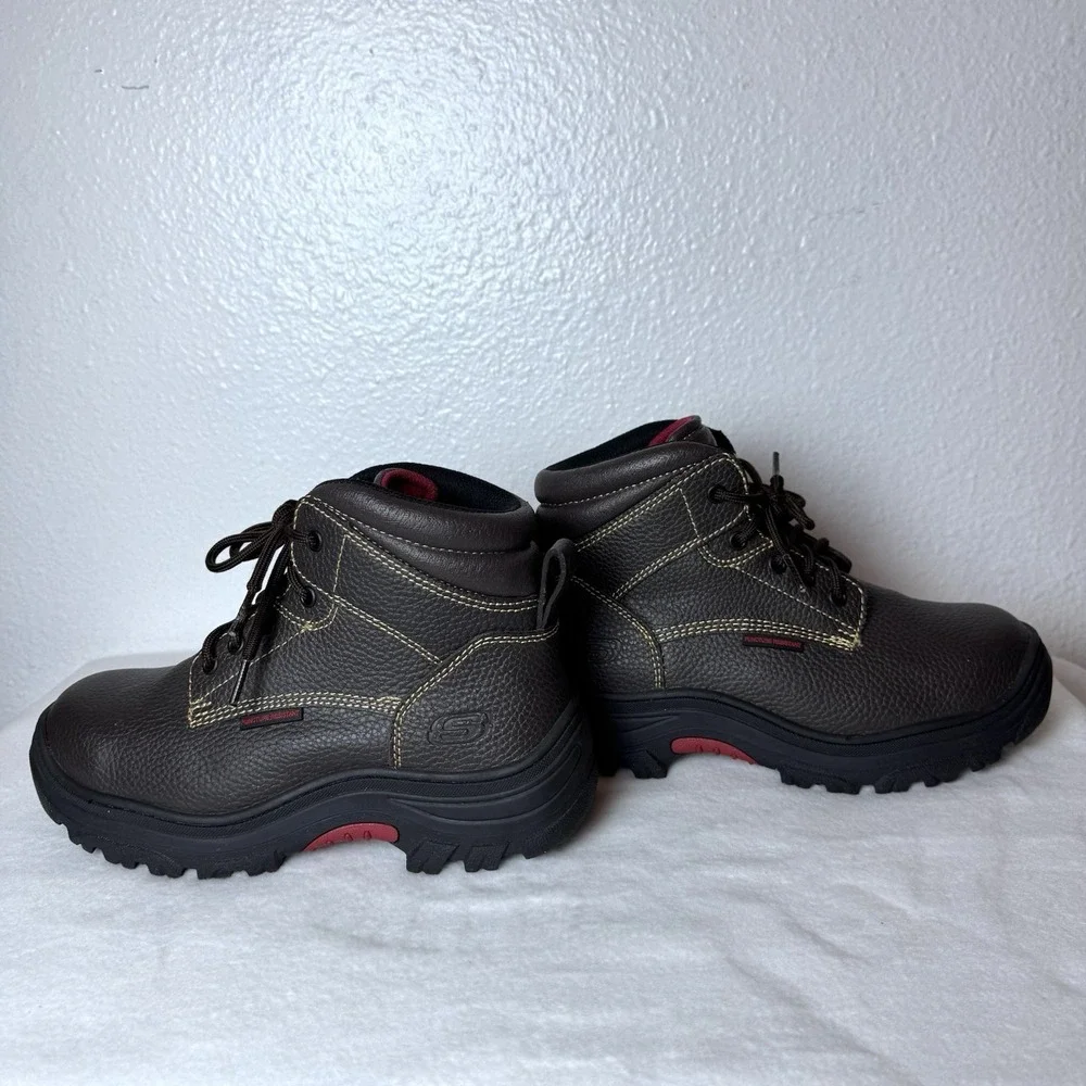 Skechers‎ Burgin Tarlac Industrial Steel Toe Work Boots Mens 7 Brown Leather